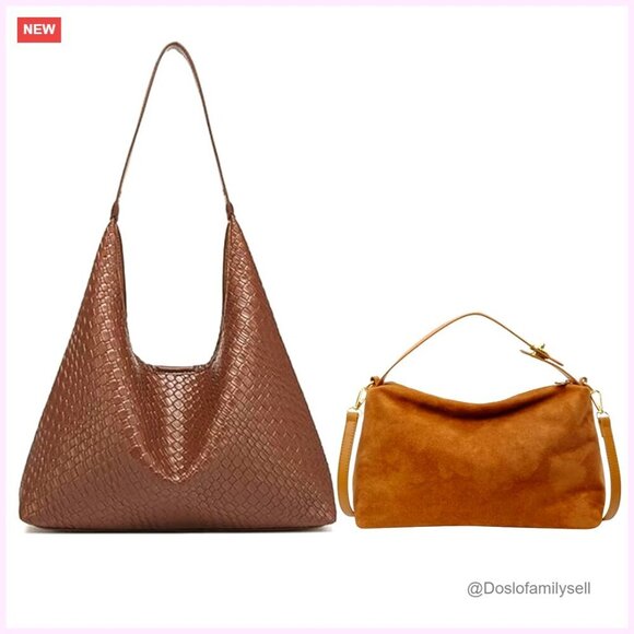 Handbags - Woven Tote Hobo Bag Convertible Crossbody Shoulder Bag Elegant Chic